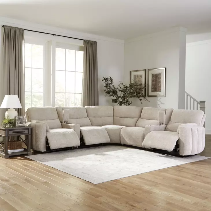 Modesto Buttercream 7 Piece Modular Power Reclining Sectional With Adjustable Power Headrests