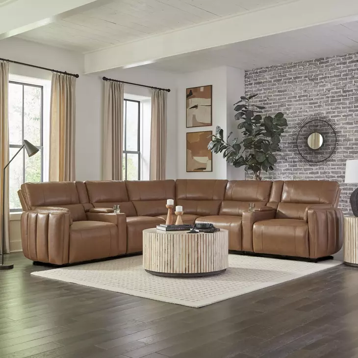 Modesto Sable 7 Piece Modular Power Reclining Sectional With Adjustable Power Headrests