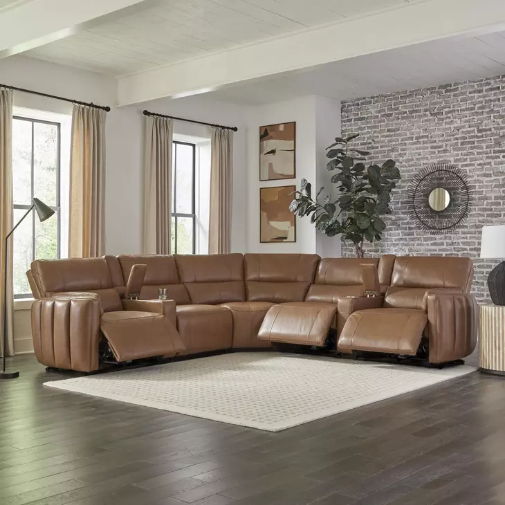 Modesto Sable 7 Piece Modular Power Reclining Sectional With Adjustable Power Headrests