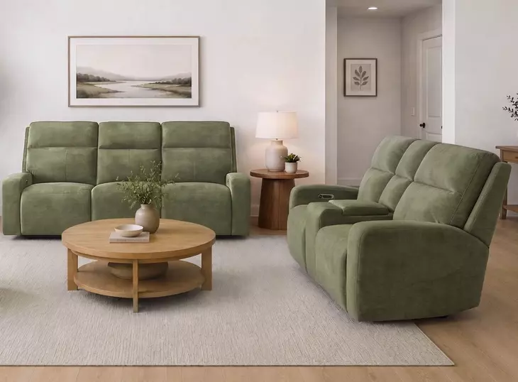 Traxton Jasper Moss 79" Zero Gravity Triple Power Reclining Loveseat with Tilt Console and USB Charging