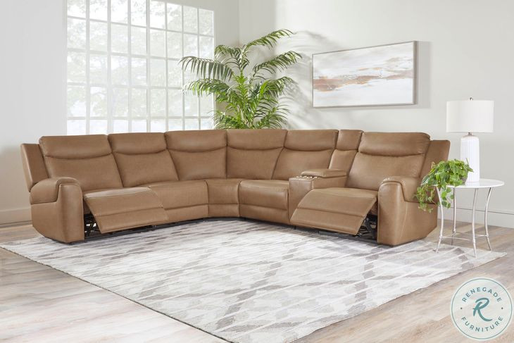 Montara Cashew 6 Piece Modular Power Reclining Sectional