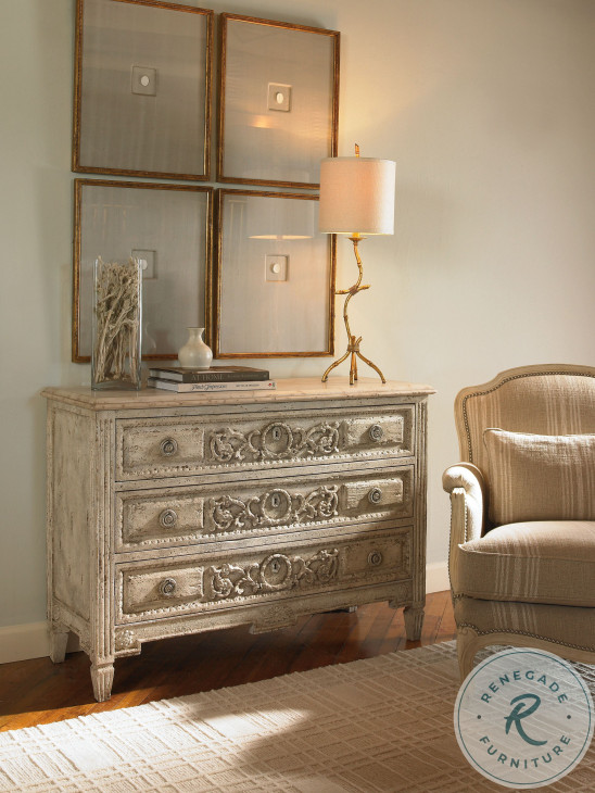 Tarlow Distressed Ivory And Grey 3 Drawer Chest