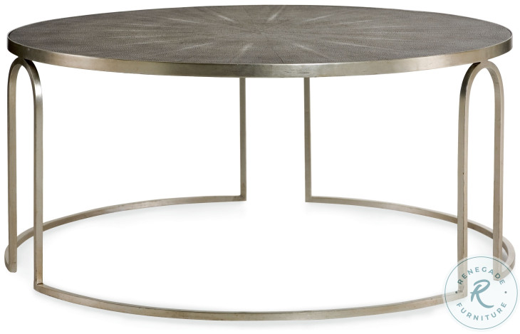 Thaxton Charcoal Faux Shagreen And Silver Leaf Cocktail Table