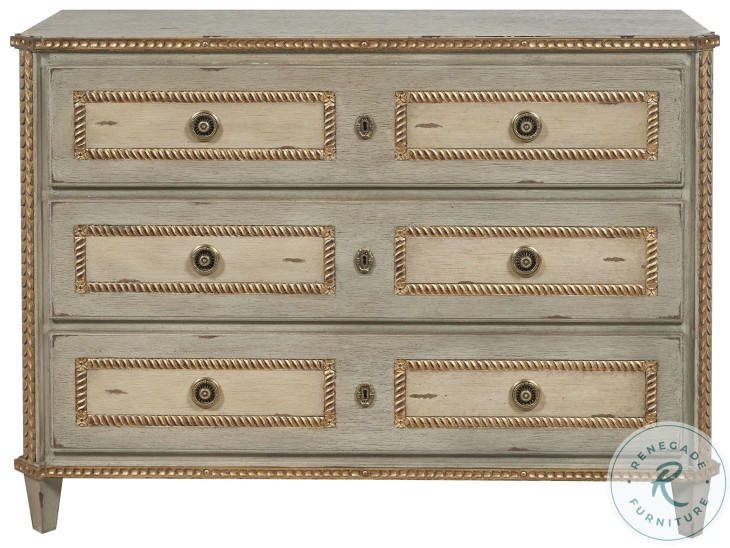 Corbett Aged Sage Green And Antique Cream 3 Drawer Chest