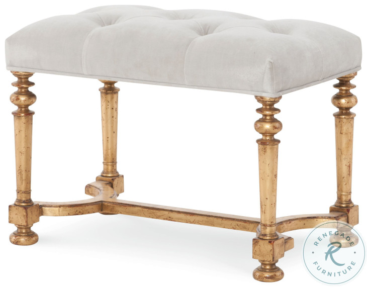 Hughes Taupe Velvet And Gold Leaf Bench
