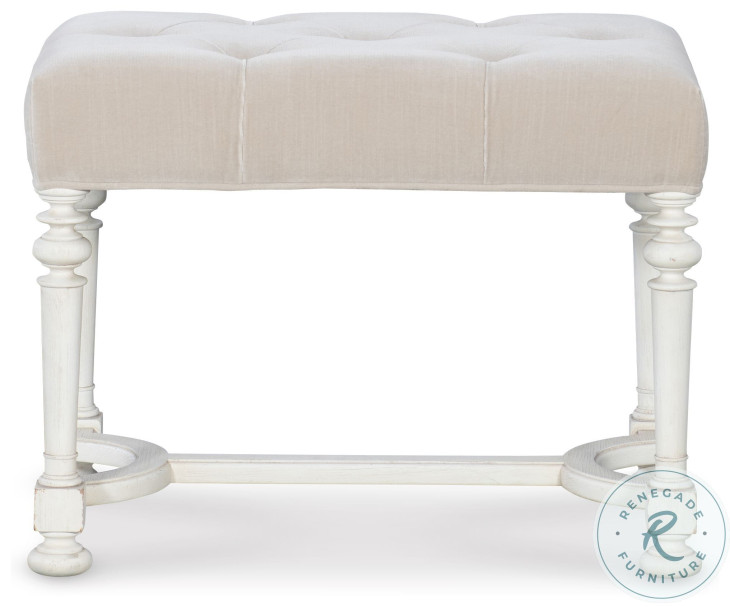 Hughes Taupe Velvet And White Bench