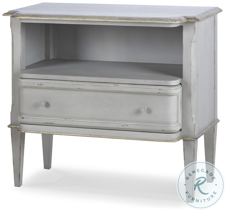 Madeline Worn Light Grey 1 Drawer Nightstand