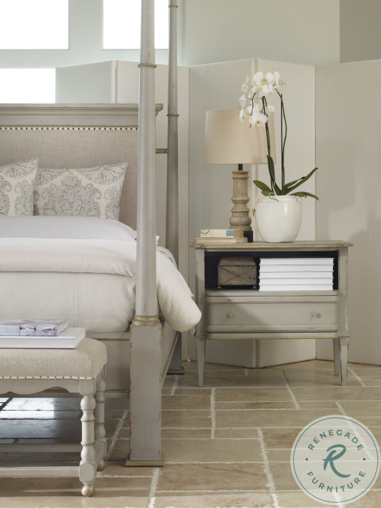 Madeline Worn Light Grey 1 Drawer Nightstand