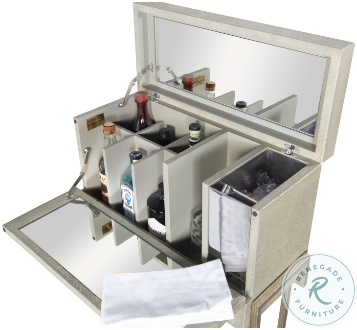 Laurent Light Olive Faux Shagreen And Champagne Bar