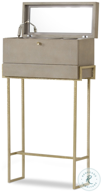 Laurent Light Olive Faux Shagreen And Champagne Bar