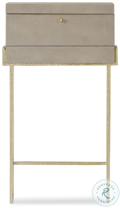 Laurent Light Olive Faux Shagreen And Champagne Bar