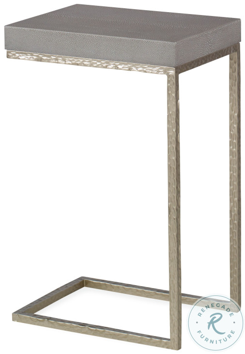 Laurent Light Olive Faux Shagreen And Champagne Accent Table