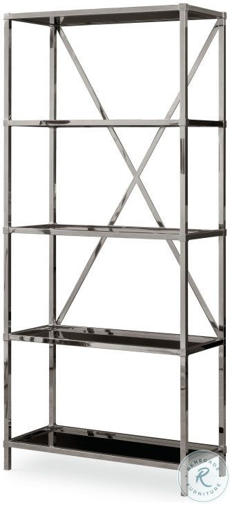 Landon Black Glass And Nickel Etagere