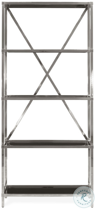 Landon Black Glass And Nickel Etagere
