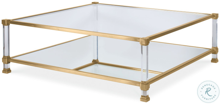 Gwyneth Clear Glass And Satin Brass Cocktail Table