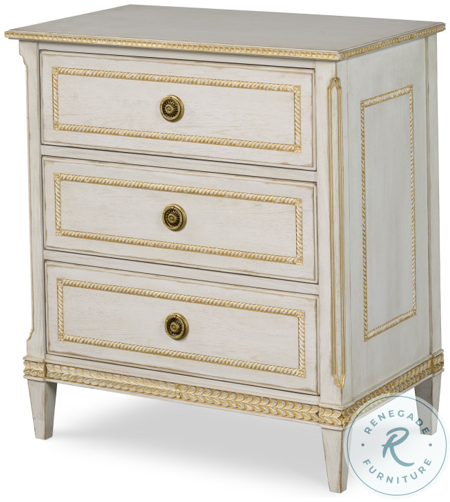 Emily White Wash 3 Drawer Nightstand