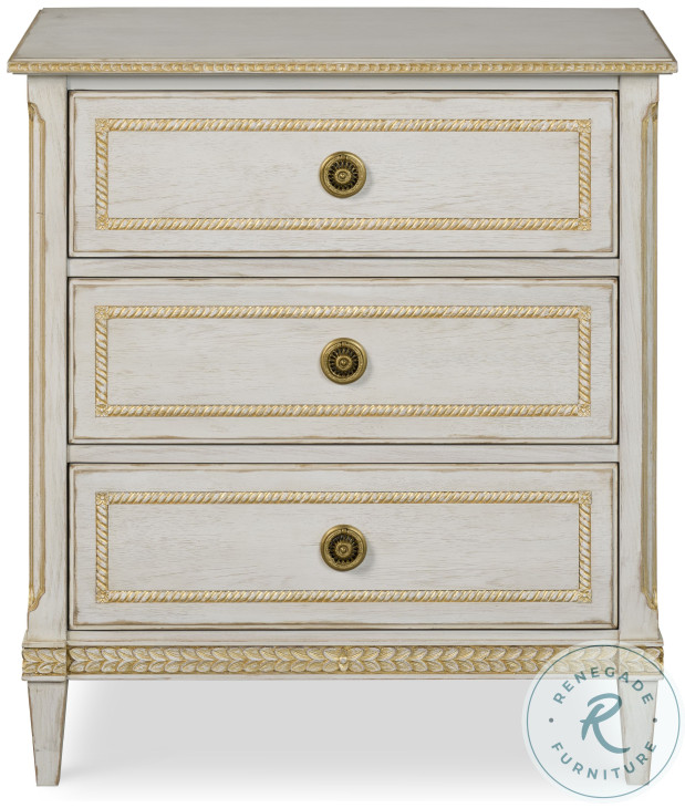 Emily White Wash 3 Drawer Nightstand