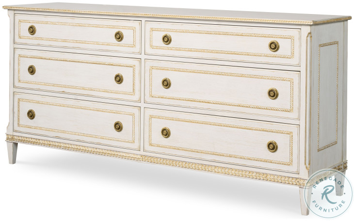Emily White Wash 6 Drawer Dresser
