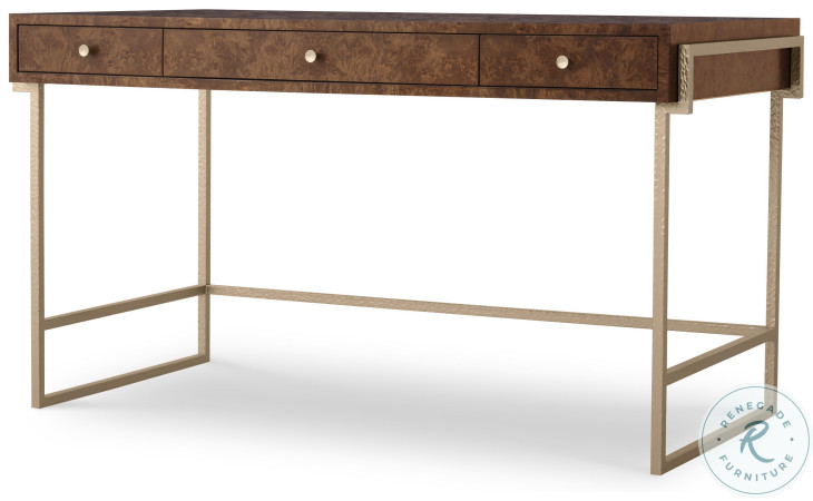 Kiley Medium Dark Stain And Champagne Writing Desk