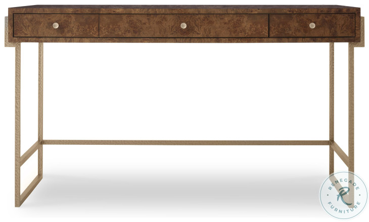 Kiley Medium Dark Stain And Champagne Writing Desk
