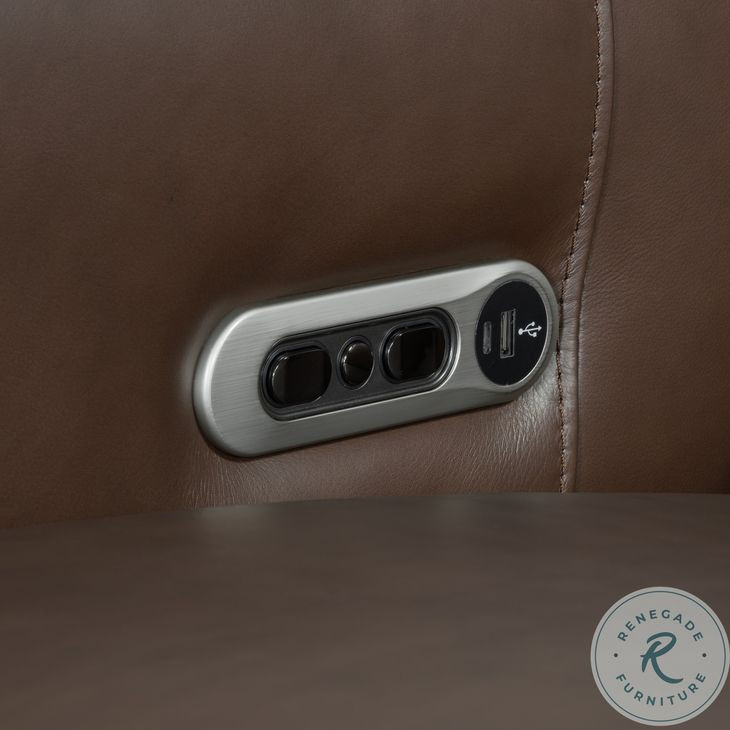 Norwin Walnut Whirl Leather Power Recliner