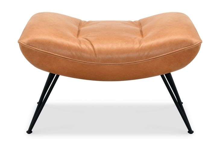 Kayne Brown Leather Upholstered Rectangular Ottoman