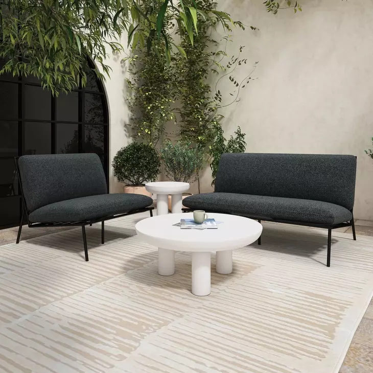 Salma Speckled Charcoal Upholstered Outdoor Accent Chair
