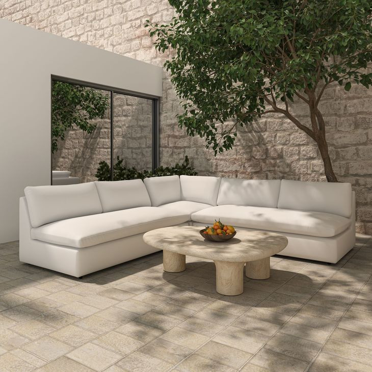 Miles White Outdoor 5 Piece Modular Sectional