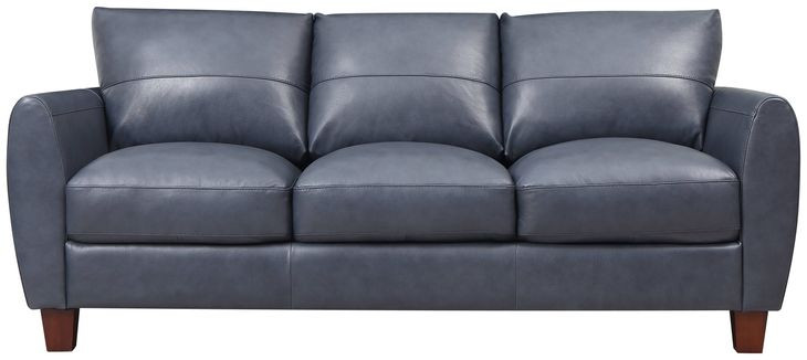 Traverse Ocean Blue Leather 82" Sofa