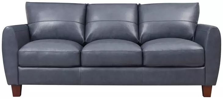 Traverse Ocean Blue Leather 82" Sofa