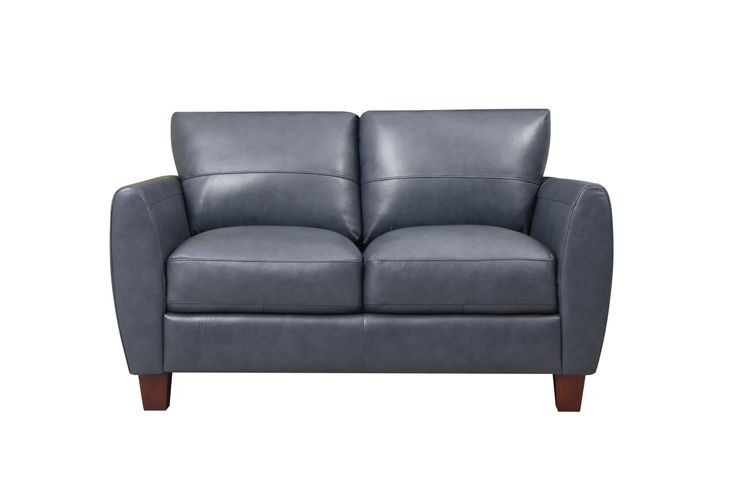 Traverse Ocean Blue Leather 58" Loveseat