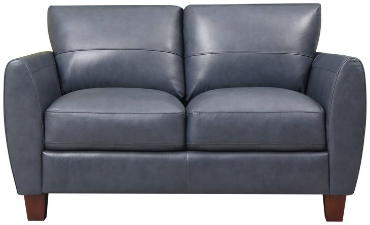 Traverse Ocean Blue Leather 58" Loveseat