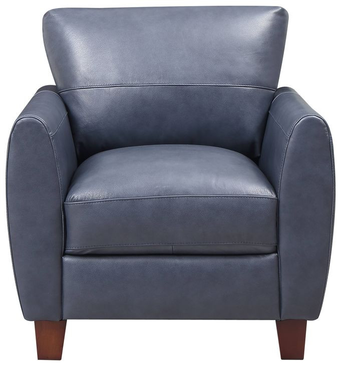 Traverse Ocean Blue Leather Upholstered Accent Chair