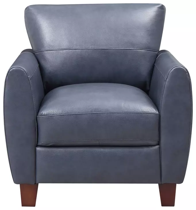 Traverse Ocean Blue Leather Upholstered Accent Chair