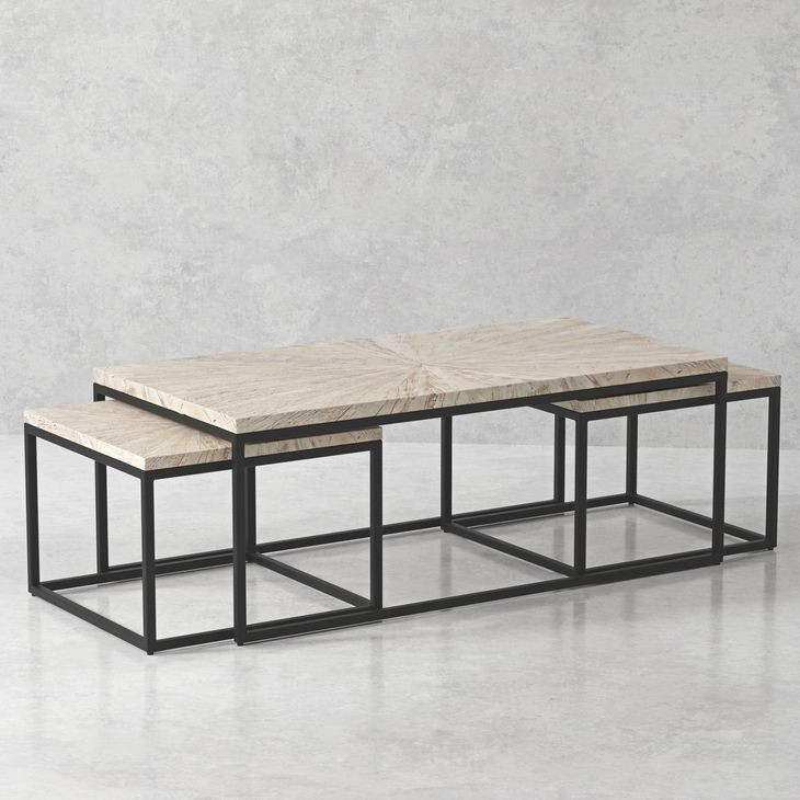 Crossings Monaco Weathered Blanc Rectangular Nesting Cocktail Table