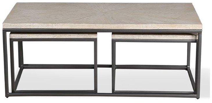 Crossings Monaco Weathered Blanc Rectangular Nesting Cocktail Table