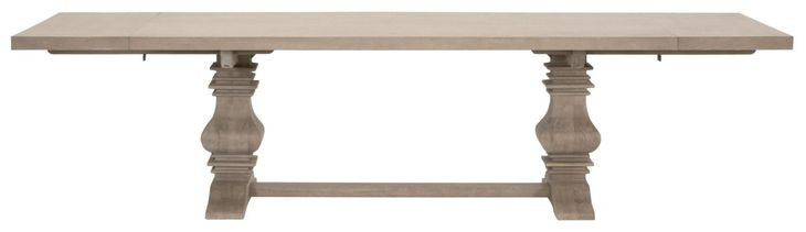 Bella Antique Smoke Gray 120" Extendable Rectangular Monastery Dining Table