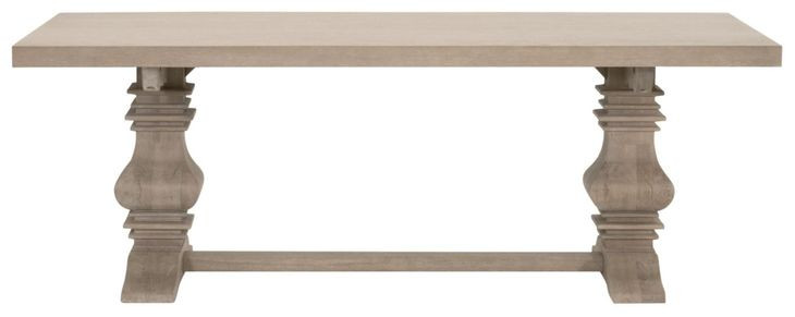 Bella Antique Smoke Gray 120" Extendable Rectangular Monastery Dining Table