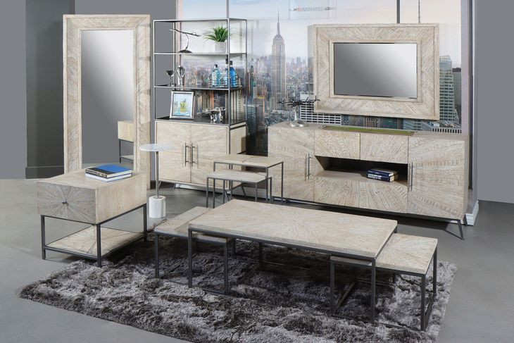 Crossings Monaco Weathered Blanc Wall Mirror