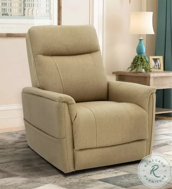 Montclair Jumbo Sand Performance Fabric Power Lift Recliner with Power Headrest And Lumbar