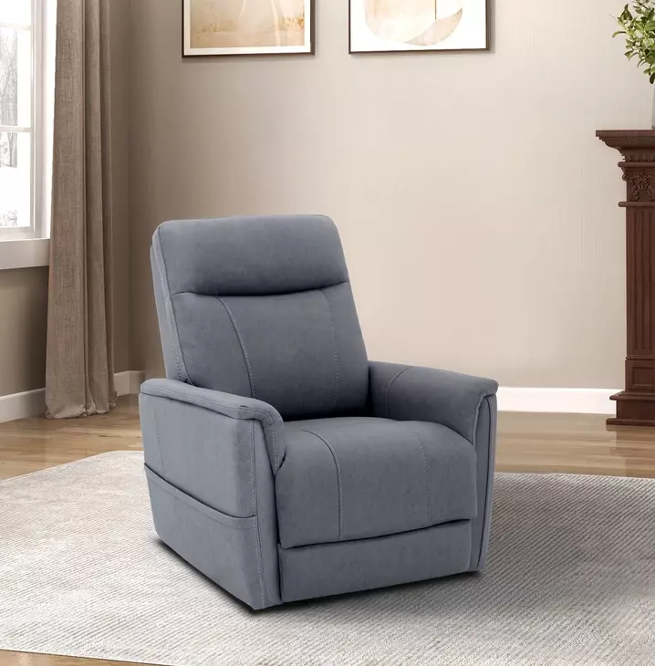 Montclair Jumbo Slate Performance Fabric Power Lift Recliner with Power Lumbar and 3 Zone Heat