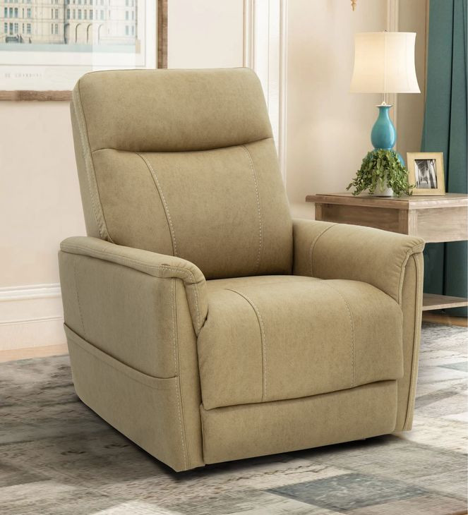Montclair Jumbo Sand Performance Fabric Power Lift Recliner with Power Lumbar and 3 Zone Heat