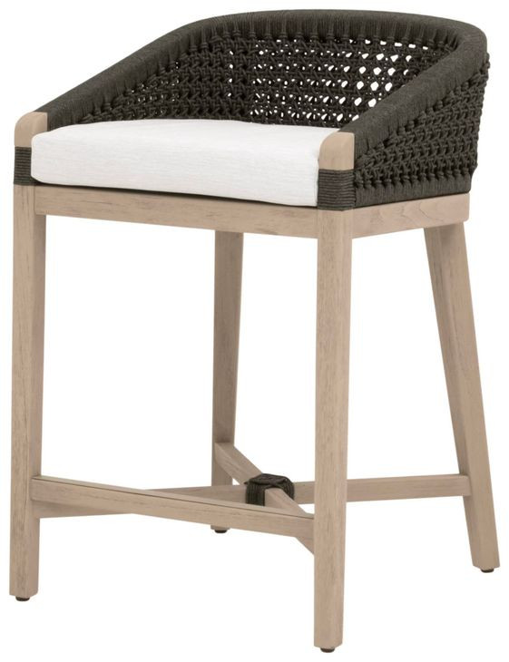 Montecito Anthracite And White Performance Fabric Outdoor Counter Height Stool