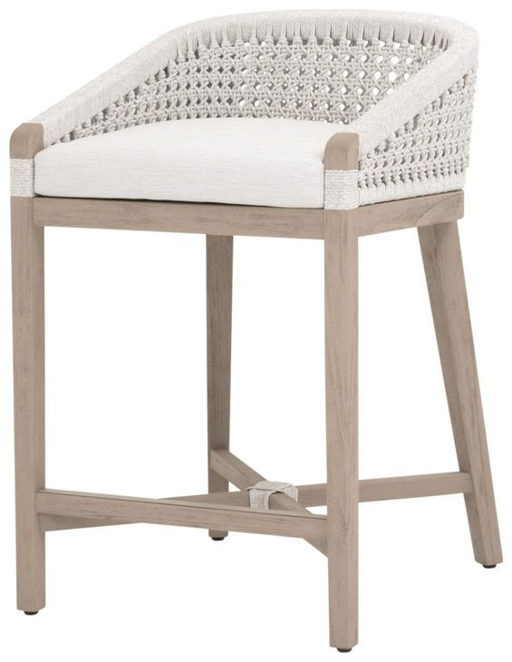 Montecito White Performance Fabric Outdoor Counter Height Stool