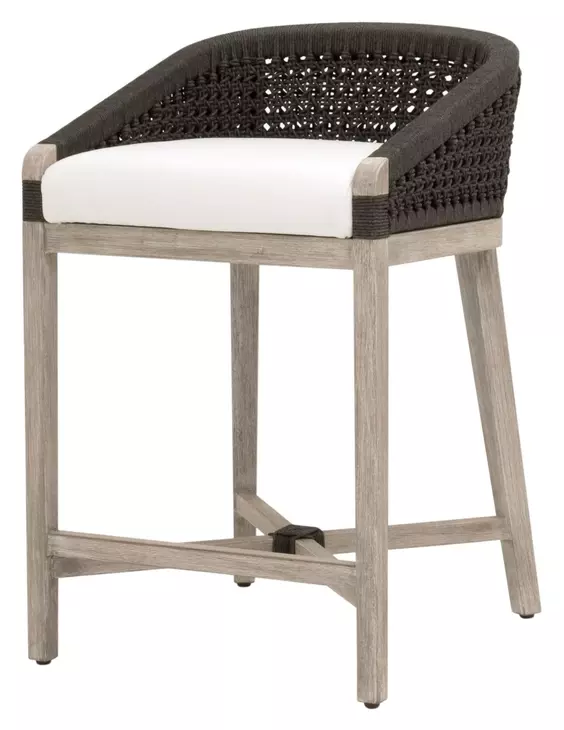 Woven Peyton Pearl Performance Fabric Upholstered Montecito Counter Height Stool