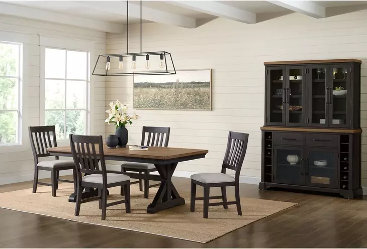 Johnshaven Espresso and Brown Extendable Dining Room Set