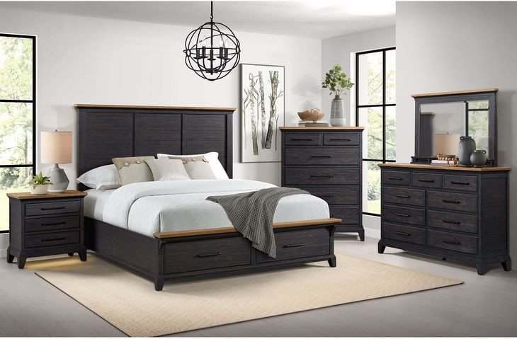 Johnshaven Espresso and Brown King Storage Panel Bed