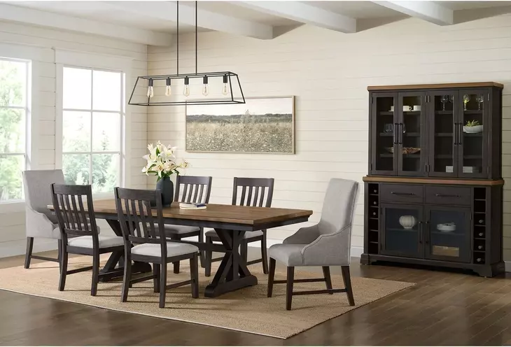 Johnshaven Light Gray Upholstered Dining Host Chair Set of 2