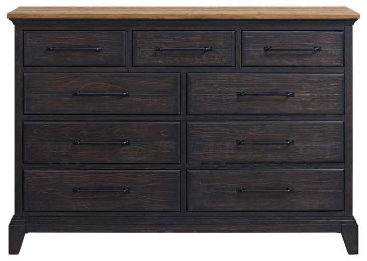 Johnshaven Espresso and Brown 9 Drawer Dresser