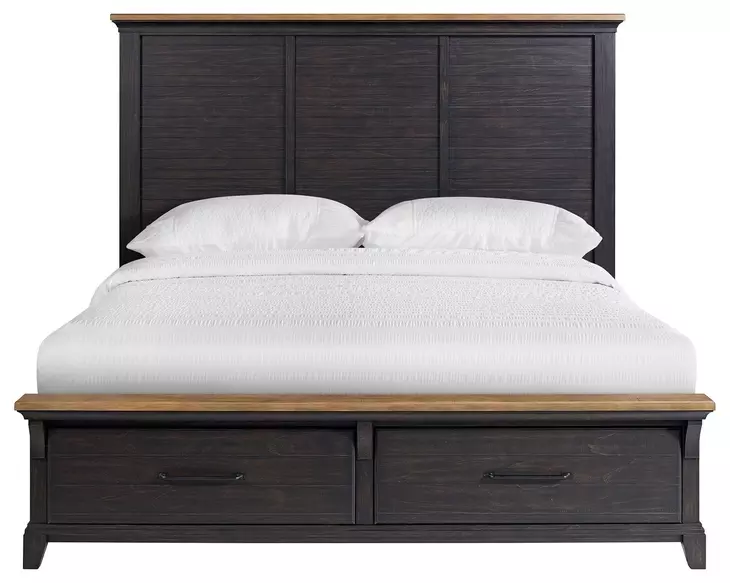 Johnshaven Espresso and Brown King Storage Panel Bed